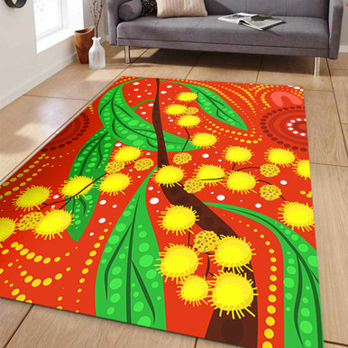 Australia Aboriginal Area Rug - Aboriginal Dot Art Of Australian Yellow ...