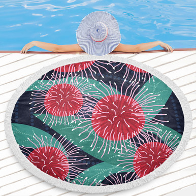 Australia Aboriginal Beach Blanket - Australian Hakea Flower Artwork ...