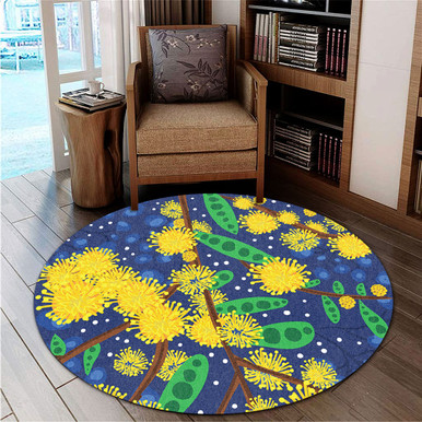 Australia Aboriginal Round Rug - Australian Yellow Wattle Flower ...