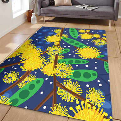 Australia Aboriginal Area Rug - Australian Yellow Wattle Flower Artwork ...
