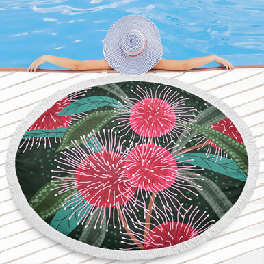 Australia Aboriginal Beach Blanket - Australian Hakea Flowers Painting ...