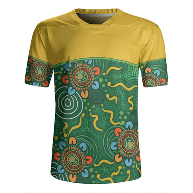 Australia Aboriginal Custom Rugby Jersey - Green Painting With ...