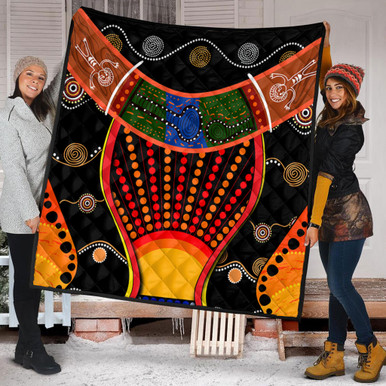 Australia Aboriginal Quilt - Indigenous Dot With Boomerang Inspired Quilt