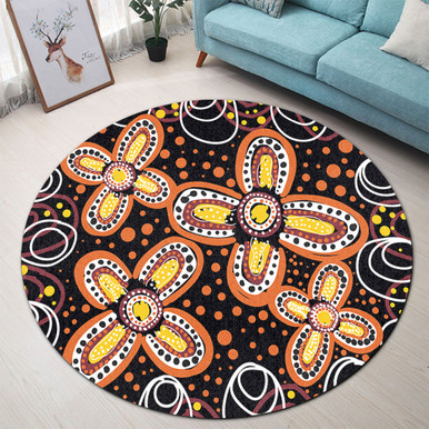 Australia Aboriginal Round Rug - Flowers Inspired By The Aboriginal Art ...
