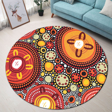 Australia Aboriginal Round Rug - Colorful Dot Art Inspired By ...