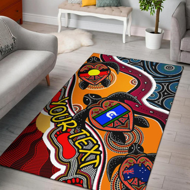 [Custom] Australia Area Rug - Australia Aboriginal Dots With Turtle and ...