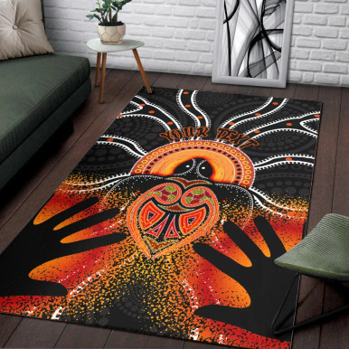 [Custom] Australia Aboriginal Area Rug - Indigenous Turtle Hand Art
