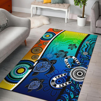 Australia Aboriginal Area Rug - Indigenous Turtle Dot Painting Art