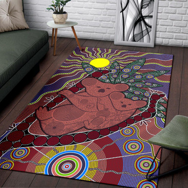 Australia Aboriginal Area Rug - Koala Sun Dot painting Circle Patterns