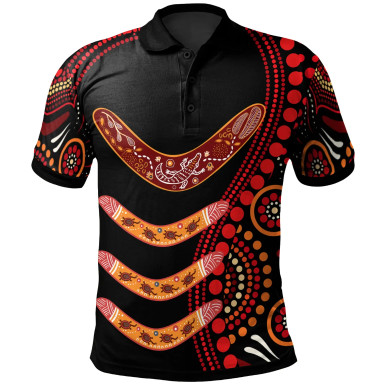 Australia Aboriginal Polo Shirt - Aboriginal Boomerangs With Dot ...