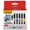 6513B011 | Original Canon 5 Ink Cartridge Combo Pack - Black, Cyan, Gray, Magenta, Yellow