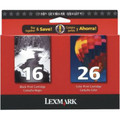 Original Lexmark Value Pack Inkjet Cartridges  1ea of 10N0016-Blk &amp  10N0026-Tri-Color