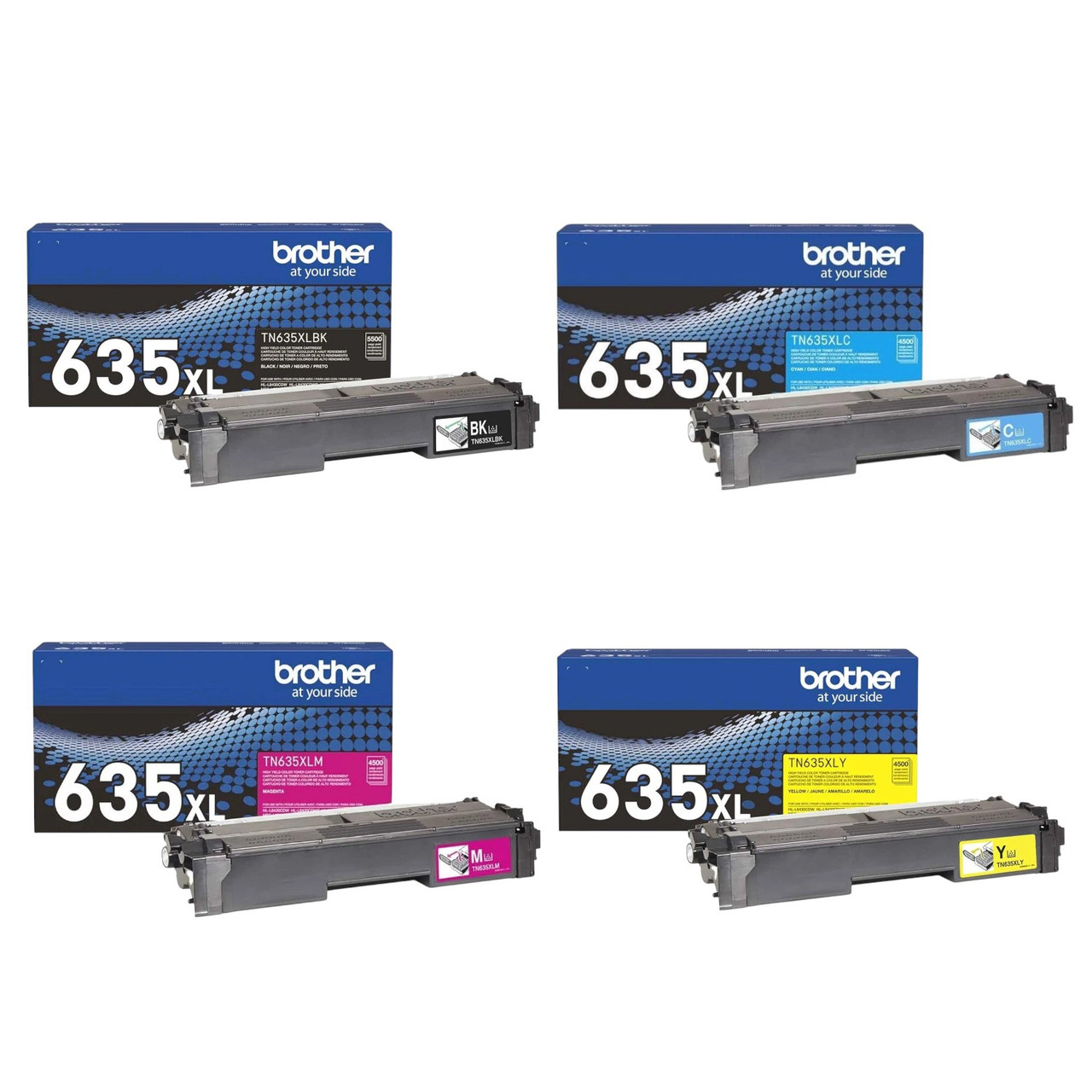 OA機器 brother TN-195BK    TN-190C Brother TN635XL Set | 4-Pack Original Toner Combo | 4 Colors