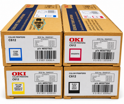 Oki C612 Set | 46507504, 46507503, 46507502, 46507501 | Original Oki Toner Cartridge - Black, Color