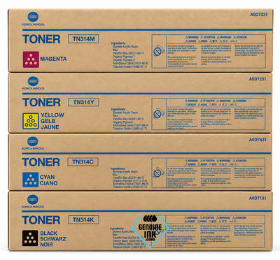 Konica Minolta TN314 Set | A0D7131, A0D7431, A0D7331, A0D7231 | Original Konica Minolta Toner Cartridge - Black, Color