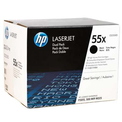 CE255XD | HP 55X 2-Pack | Original HP High-Yield Dual Pack Toner Cartridges - Black