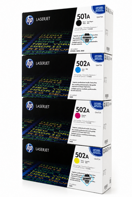 HP 501A 502A SET | Q6470A, Q6471A, Q6472A, Q6473A | Original HP Toner Cartridge - Black, Cyan, Yellow, Magenta