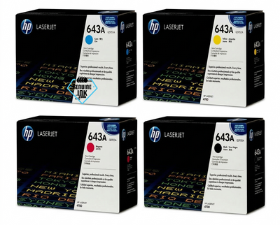 HP 643A SET | Q5950A, Q5951A, Q5952A, Q5953A | Original HP Toner Cartridge - Black, Cyan, Yellow, Magenta