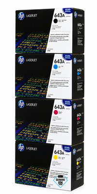 HP 643A SET | Q5950A, Q5951A, Q5952A, Q5953A | Original HP Toner Cartridge - Black, Cyan, Yellow, Magenta