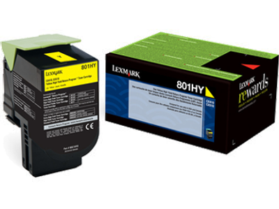 Original Lexmark 80C1HY0 801HY Yellow Return Program High-Yield Toner Cartridge Unison