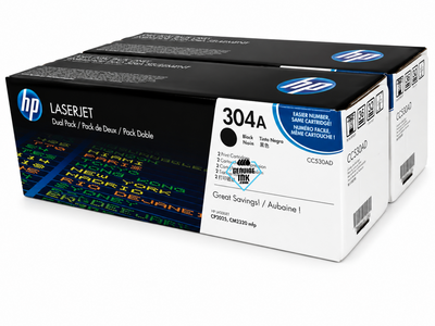 CC530AD | HP 304A | Original HP Dual Pack Toner Cartridges - Black