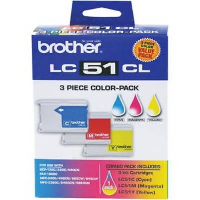 Original Brother LC-51CL LC-51CL3PK Tri-Color Ink Cartridges Triple Pack