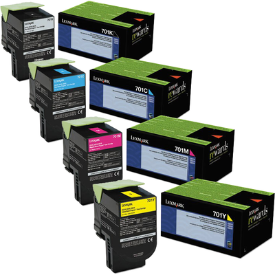 Lexmark 701 Set | 70C10C0 70C10K0 70C10M0 70C10Y0 | Original Lexmark Toner Cartridges – Black, Cyan, Magenta, Yellow