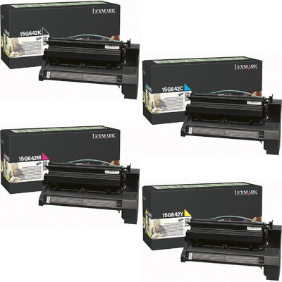 Lexmark 15G642 Set | 15G642C 15G642K 15G642M 15G642Y | Original Lexmark Return Program High-Yield Program Toner Cartridges – Black, Cyan, Magenta, Yellow