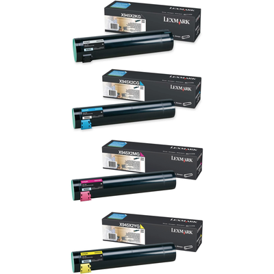 Lexmark X925H2 Set | X945X2CG X945X2KG X945X2MG X945X2YG | Original Lexmark Extra High-Yield Toner Cartridges – Black, Cyan, Magenta, Yellow