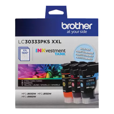 LC-30333PKS | Orignal Brother Inkvestment Tank Super High-Yield Ink Cartridges 3-Pack - Cyan, Magenta, Yellow