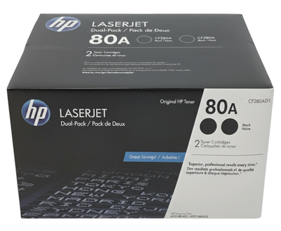 HP 80A (CF280AD1) 2-Pack | Original HP Dual Pack Black Toner Cartridges