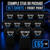 10 Custom Printed T-Shirts with Front Print – Black or White – £65 + VAT