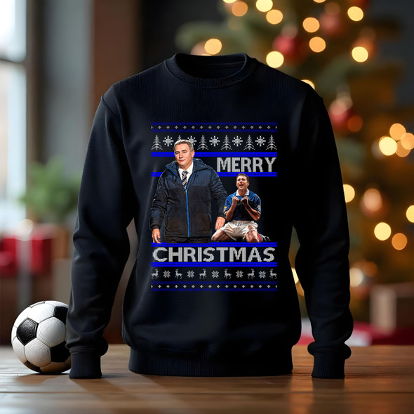 Ranger Ally Mccoist christmas football jumper black sweatshirt kids adults