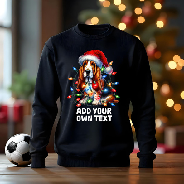Basset Hound Christmas dog  black  jumper kids adults