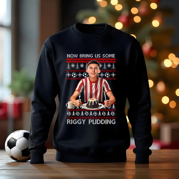 sunderland chris rigg now bring us some riggy pudding  christmas black  jumper kids adults