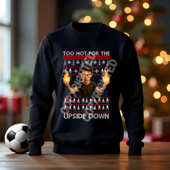 will im to hot for the upside down black  christmas jumper adults kids