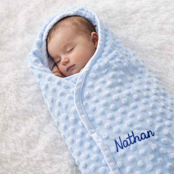 Personalised Baby Name Blanket – Minky Dot Newborn Blanket  | Custom Baby Gift | Baby Shower Keepsake