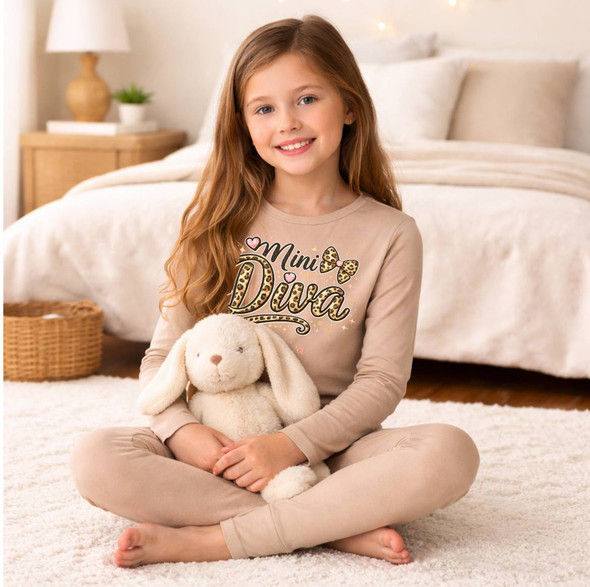 mini diva taupe personalised lounge set, pj, childrens