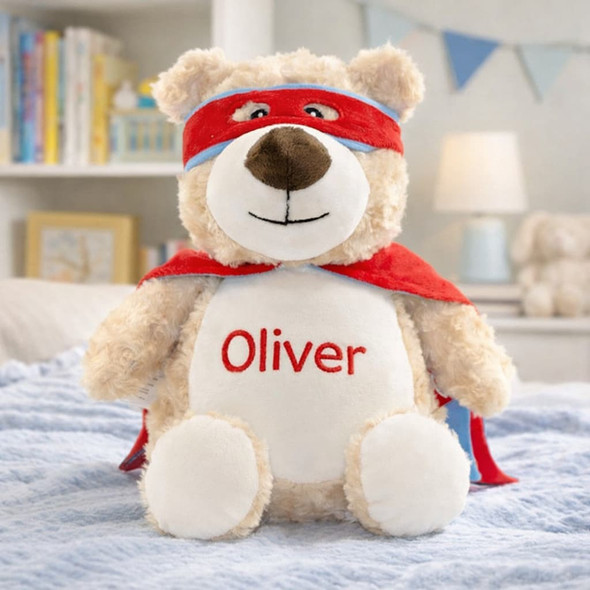 Cubbie super hero teddy bear embroidered personalised teddy
