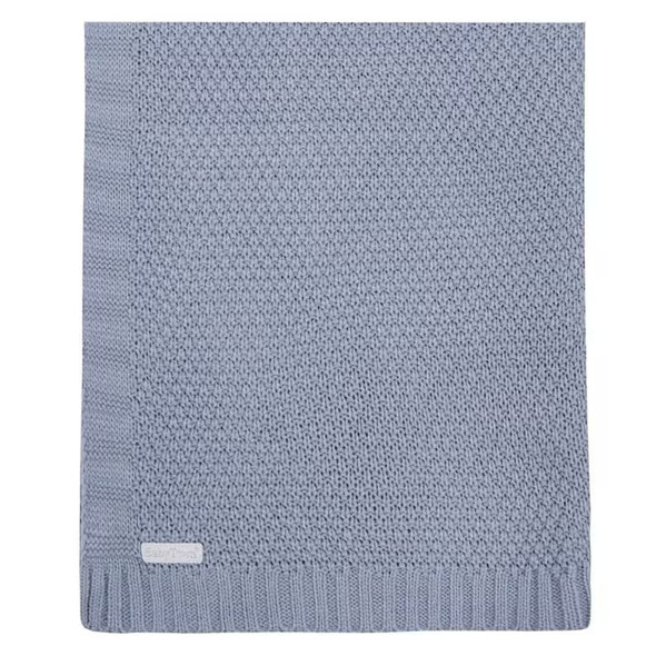Personalised Dusky Blue Baby Gift Set: Dressing Gown, Bunny Comforter, Knitted Blanket (0-6 Months)