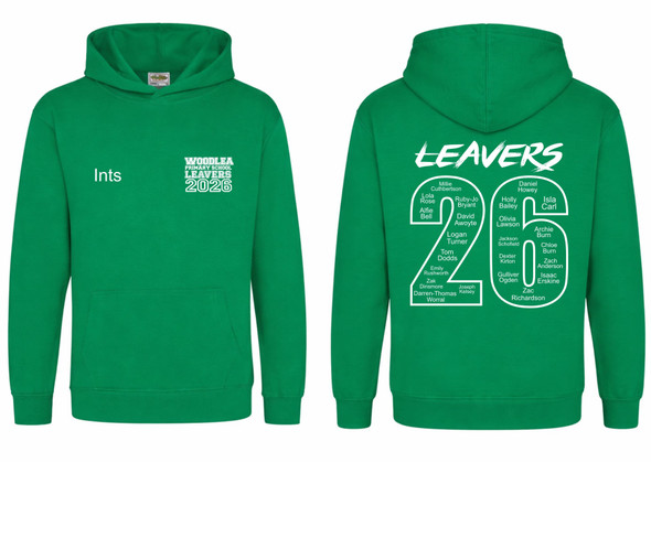Woodlea  Primary School Leavers 2026 kelly green hoodie