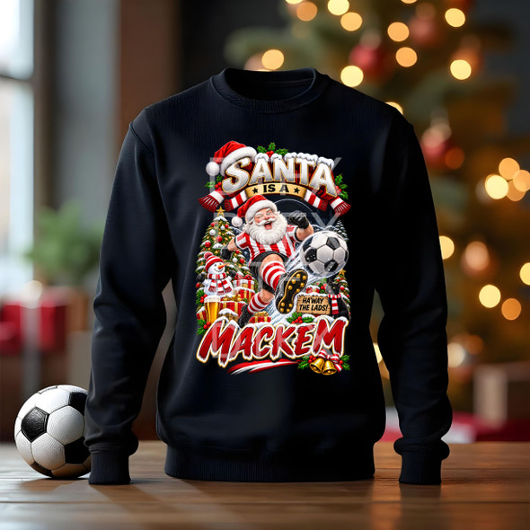 SANTA IS A MACKEM  12 sunderland christmas jumper black  jumper kids adults