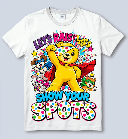Superhero Themed Show Your Spots White T-Shirt – Kids & Adults