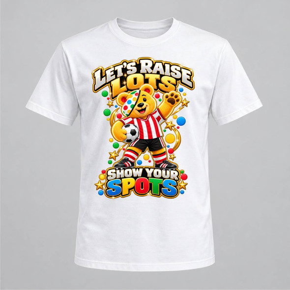 Sunderland gold outline pudsey themed White T-Shirt – Kids & Adults