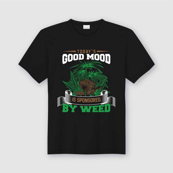 todays good mood is sponsored by weed mens black tshirt