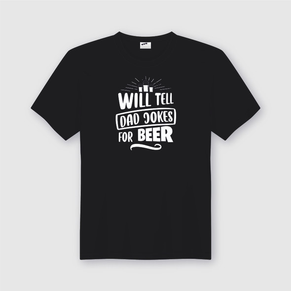 will tell dad jokes for beer funny fathers day black adults tshirt