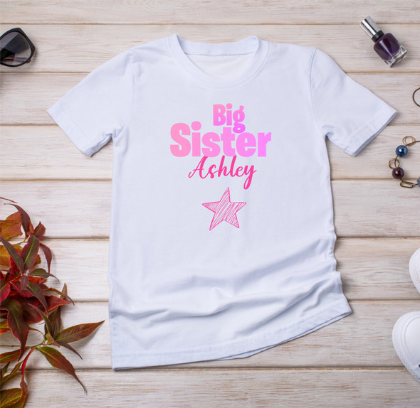 Big Sister T Shirt Cute T-Shirt Sister Kids Baby Grow New Sister Gift Siblings Kids Tee