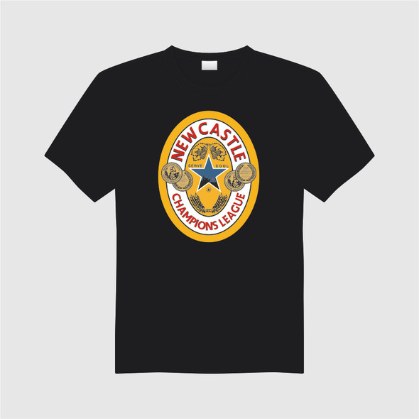 newcastle brown ale themed champions league black adults tshirt