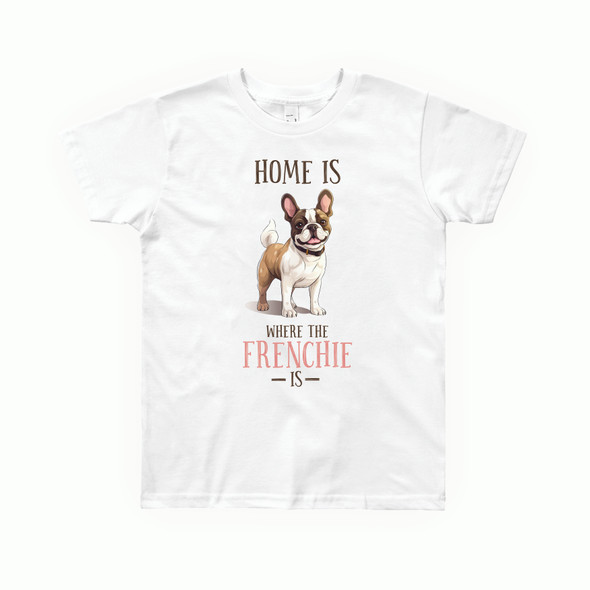 home is where the frenchie is white mens ladies tshirt