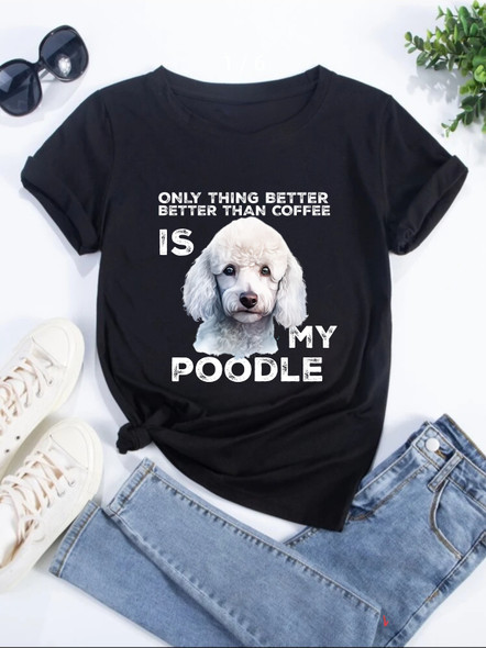 only thing better than coffee is my poodle dog lover black adults tshirt